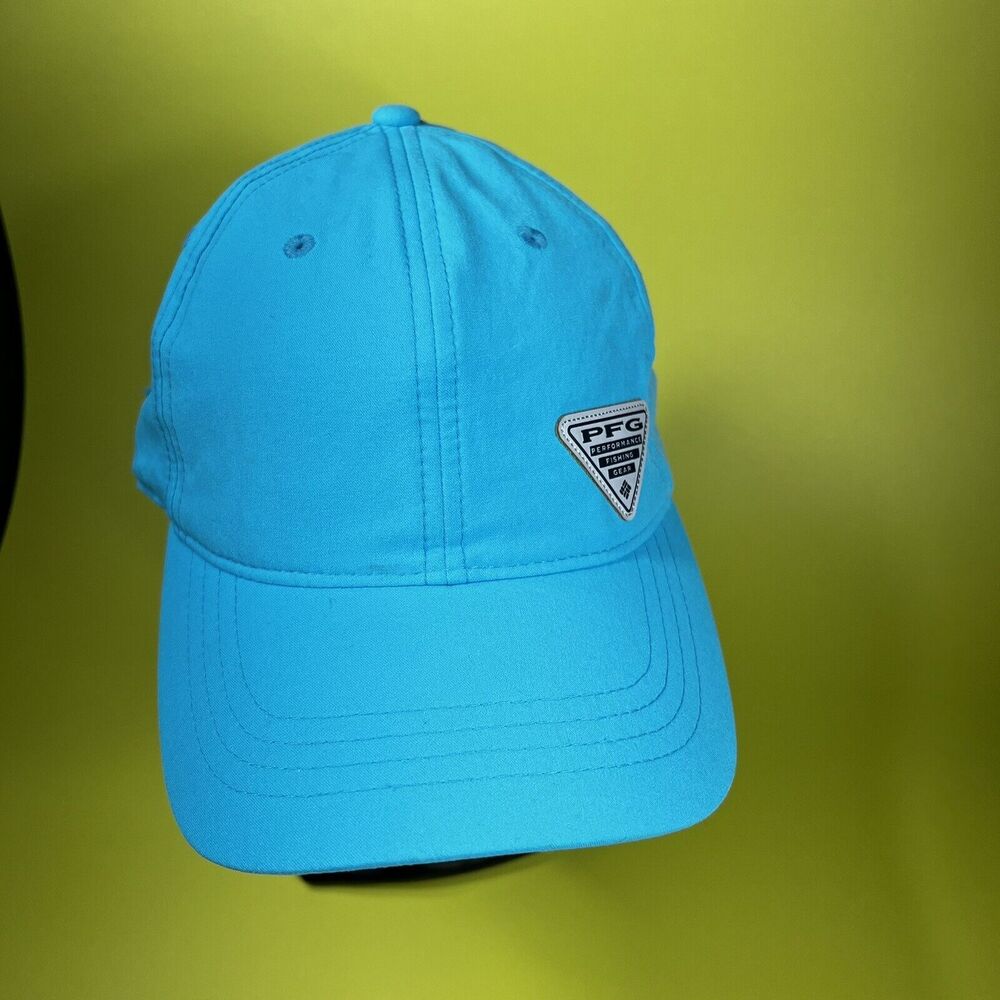Columbia PFG Hat Cap Strap Back Light Blue Athletic Lightweight Running Panel